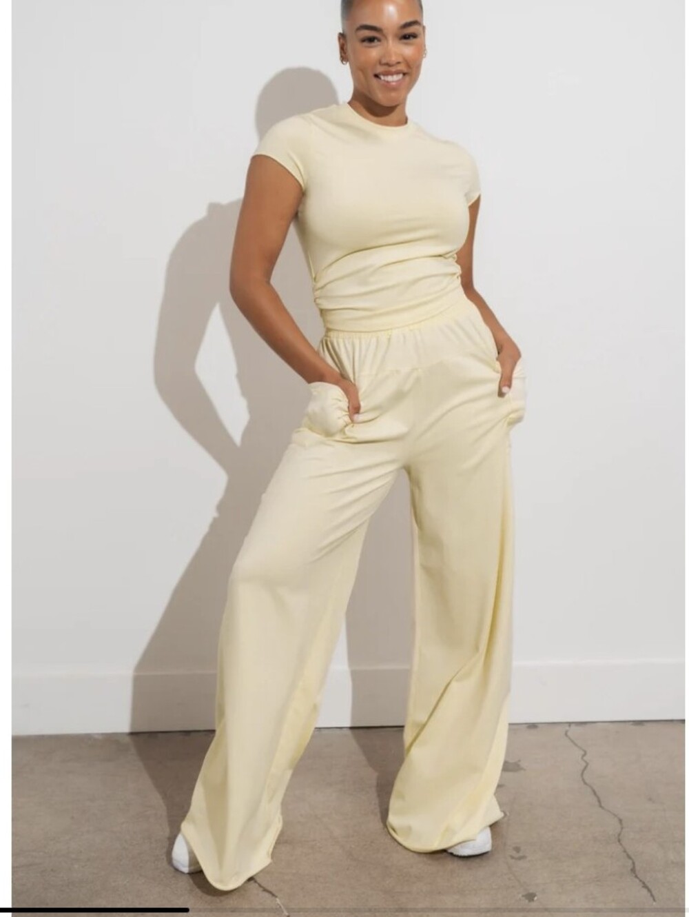 Vitality Palazzo Wide-Leg Lounge Pants in Butter Yellow